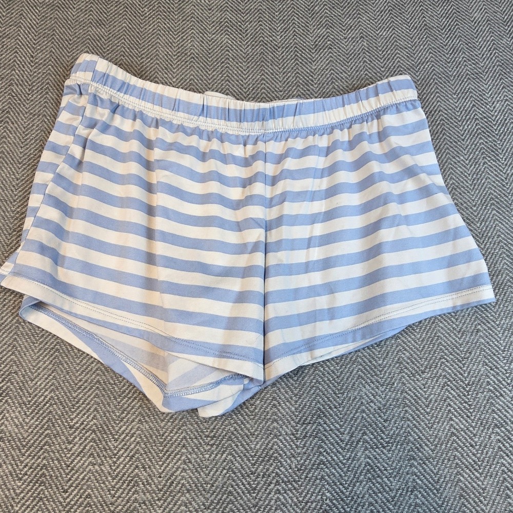 Cat & Jack Girls XXL 16/18 Striped Pajama Shorts Blue White Elastic Waist